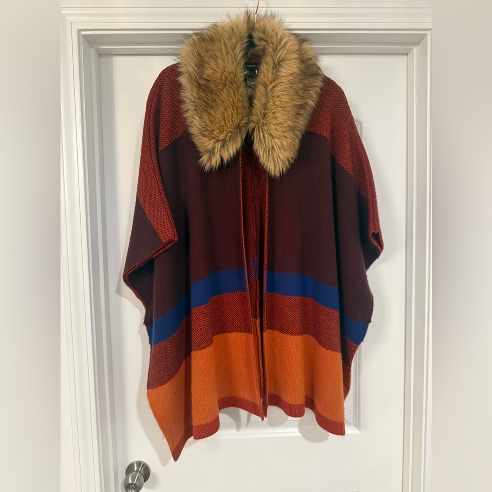 Forever 21 Faux Fur Collar Poncho in Brown